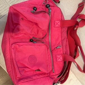 Kipling Red Backpack with Multiple Pockets
